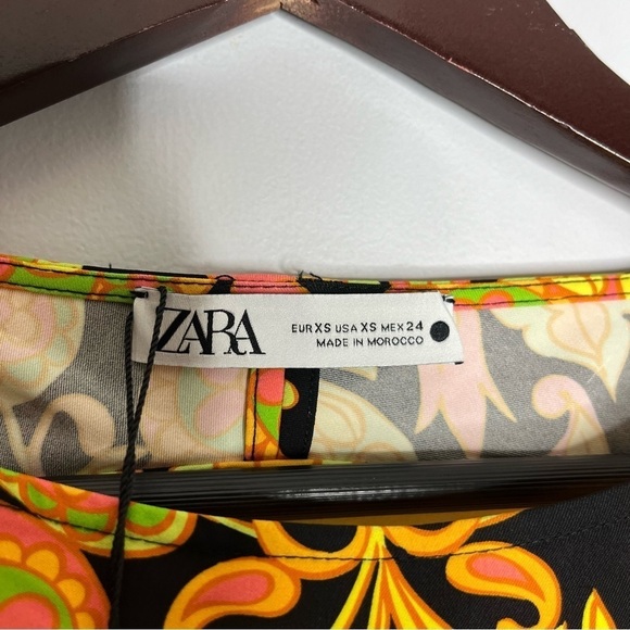 Zara NEW Mini Go-Go Dress Size XS 60's Groovy Floral Open Back - Picture 5 of 9